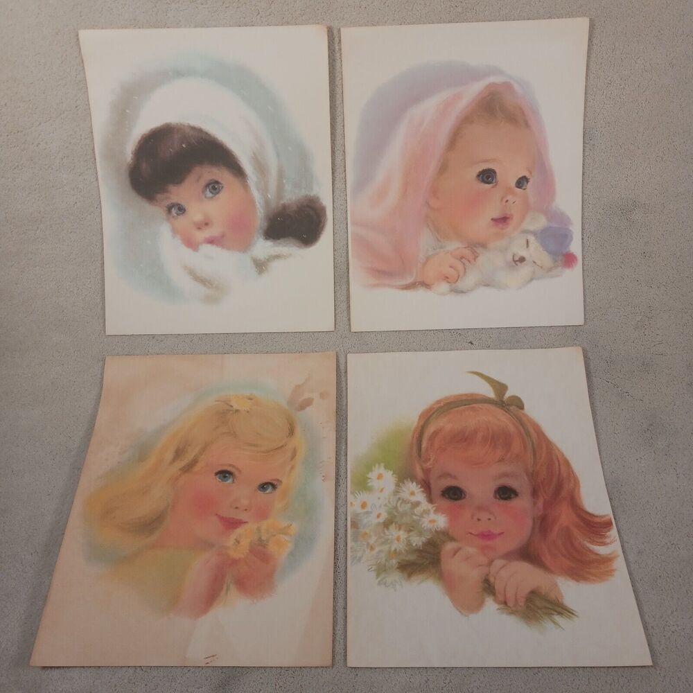 Vintage Northern Tissue Paper Mills 4 American Beauties Pastel Prints 11x14 Nice
